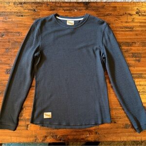 Tracksmith Navy Long Sleeve Waffle Knit Shirt